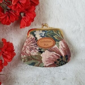 Gobelins Art Vintage Floral Tapestry Small Coin Pouch